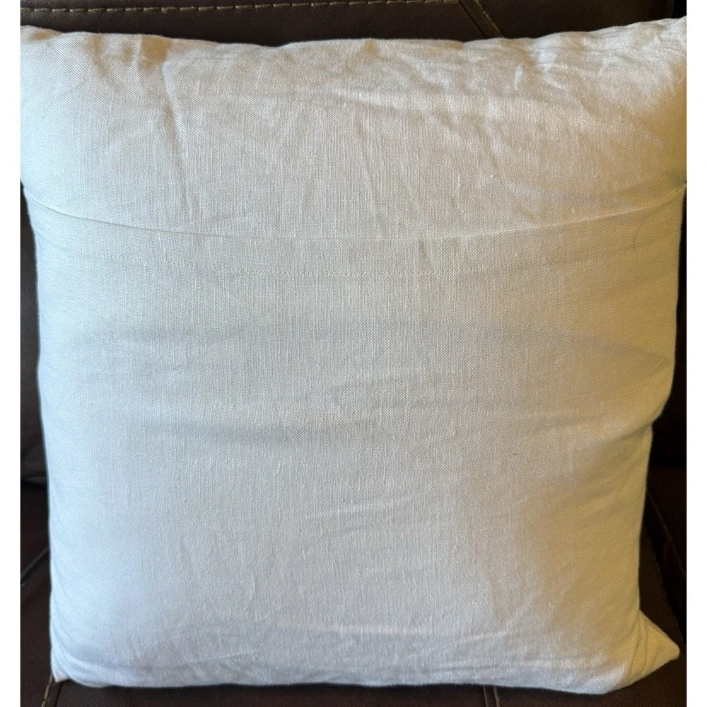 Modern‎ Linen Floral Pillow 20x20 Mustard Yellow Black Print w/ Feather Insert